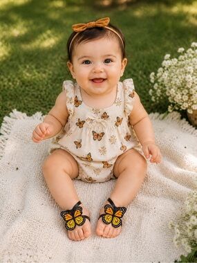 Butterfly barefoot sandals, handmade for baby and toddler